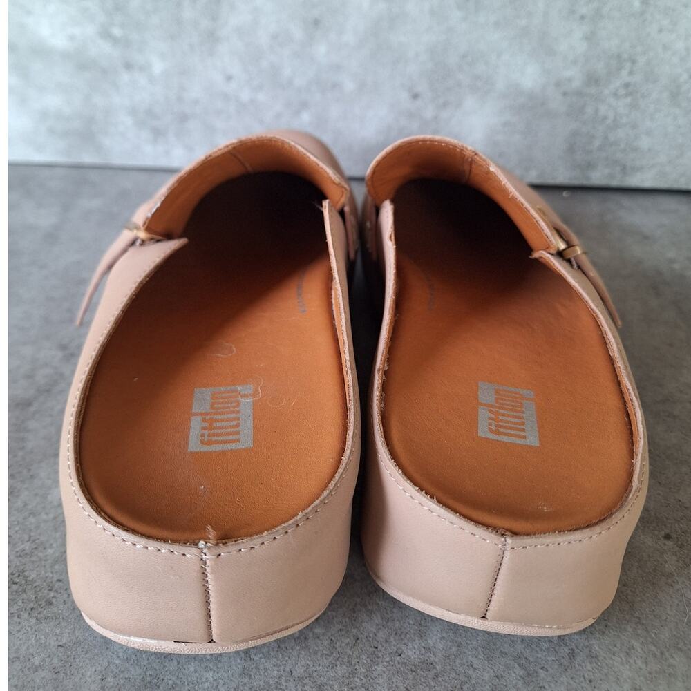 FitFlop Shuv buckled leather clogs sand beige tone womens comfort shoes walking - Picture 5 of 6